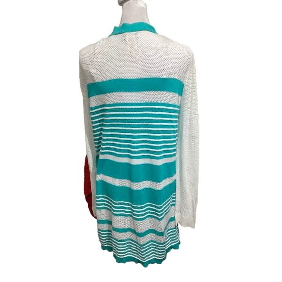 Tommy Bahama Teal & White Lightweight Cardigan L - Coastal, Casual, Versatile - Picture 3 of 6